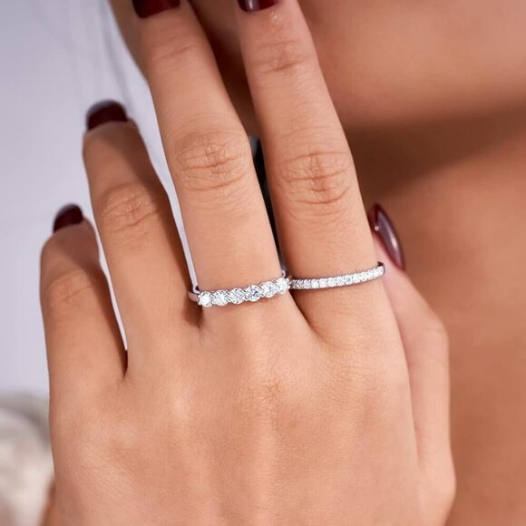 Moissanite Wedding Band for Women Eternity Bands Moissanite Wedding Rings for Wo - Picture 4 of 7